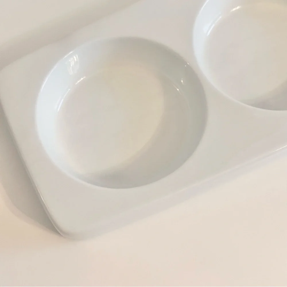 Crate Barrel Bret Bortner Condiment Spoon Ladle Rest Divided Serving Tray Plate